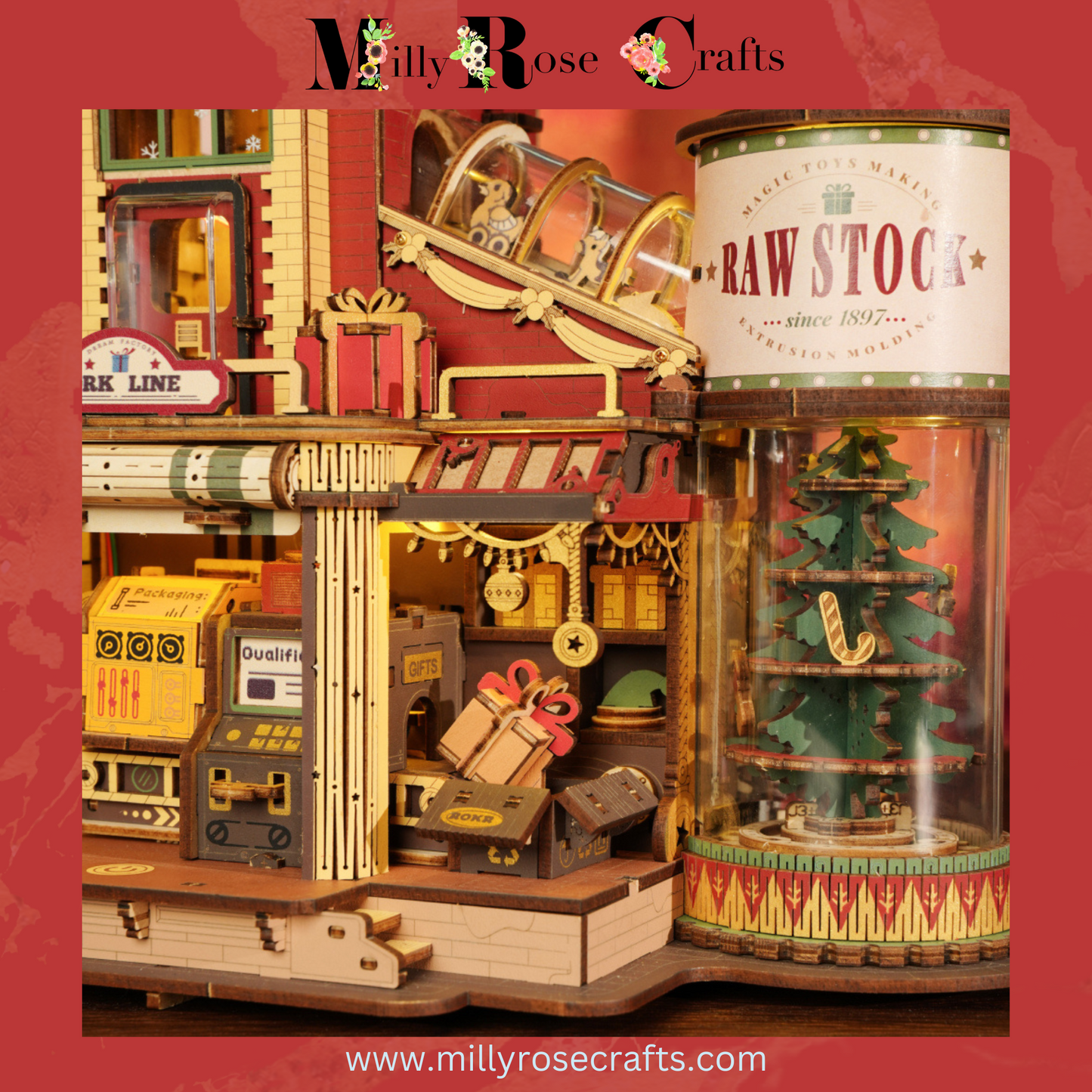 Rokr Dream Gift Factory 3d Wood Puzzle Music Box Kit Christmas Village Scene Kit Adults 14+ Puzzle with LED Light & Music Executive Toy Gift 3d Puzzle Robotime Wooden Collectibles & Mechanical Crafts, Rokr Crafty Book Nooks, Wooden Jigsaws Rolife Wooden Room settings Robud Montessori ToyaMechanical Puzzles and Collectibles