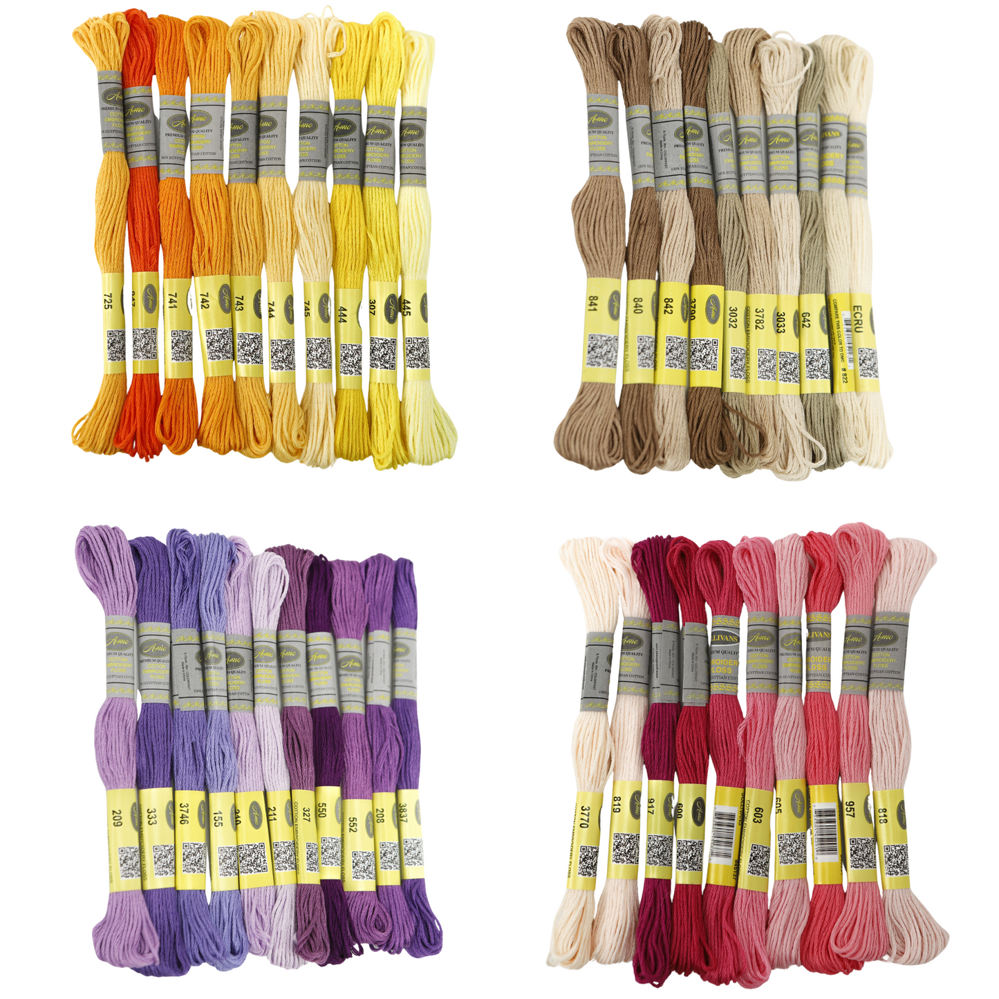100 Egyptian Cotton Skeins 8m 6 Strands DMC Color Range Double Mercerized Egyptian Long Fibre Cotton Embroidery Floss Cross Stitch Thread Embroidery kit Embroidery Threads: DMC Compatible CXC Cotton & Polyester Embroidery Floss, 100% Egyptian Cotton, Variegated, Perle Cotton, Metallic & Pearlescent