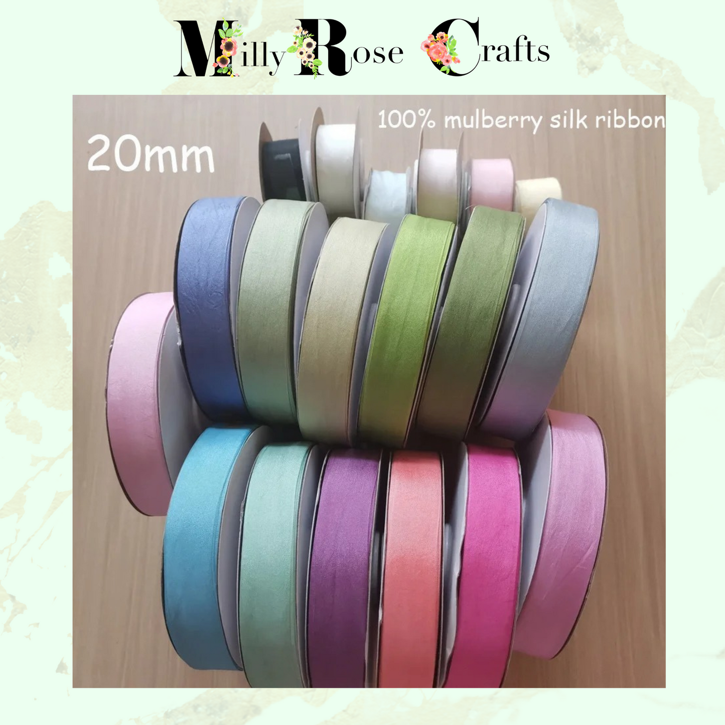 Hand-Dyed Style 100% Mulberry Silk Ribbon Variegated Artisan Collection 2mm,4mm,7mm,13mm,20mm width