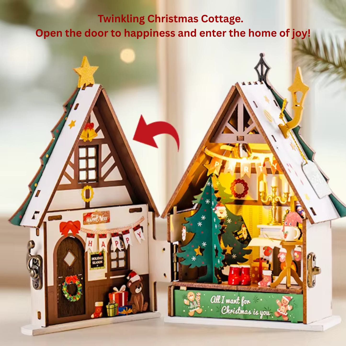 Rolife Christmas Fire Place 3d Mini House Robotime Building Craft Kits DIY Miniature House Kit Decoration for Adults Gift For Christmas