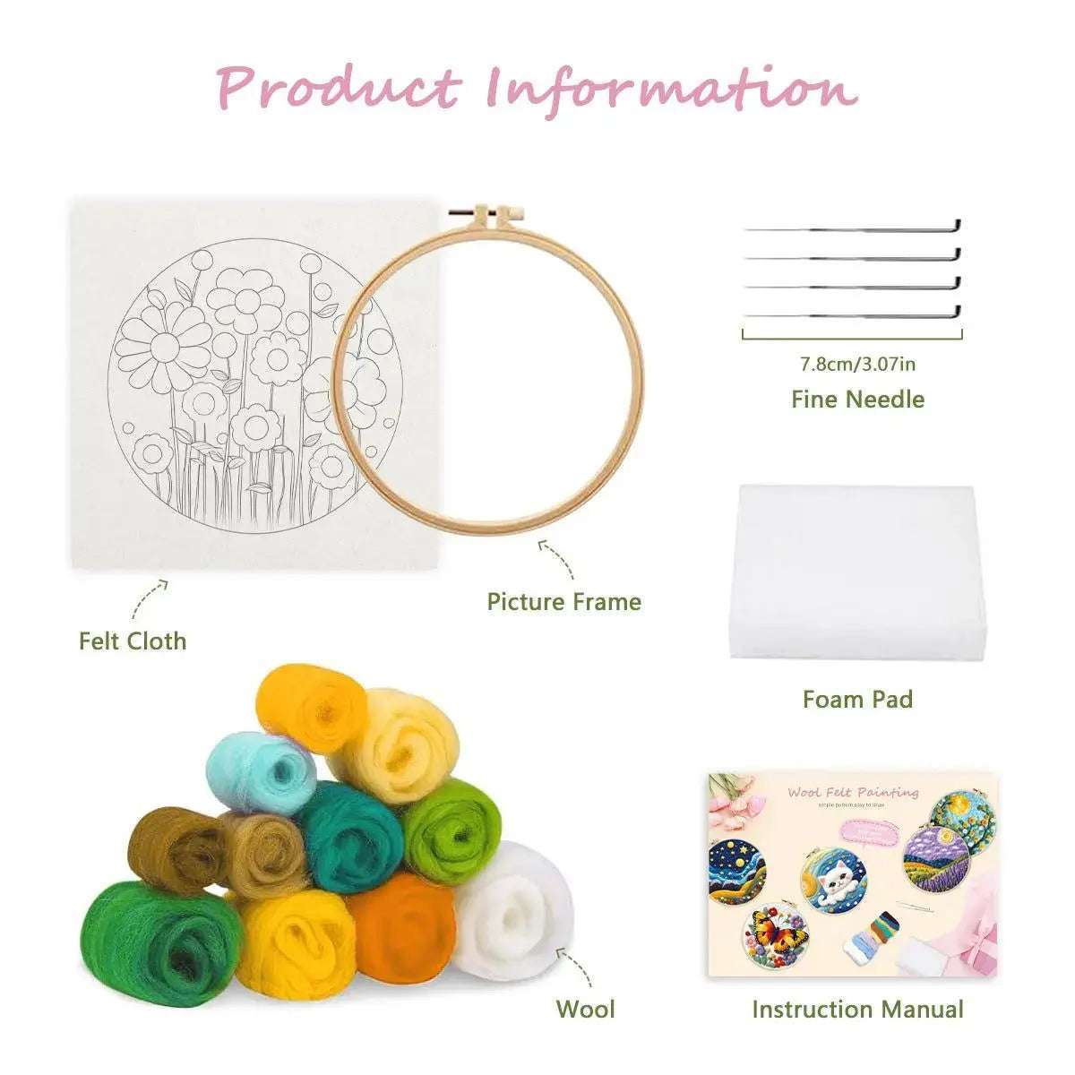 2D Christmas Needle Felting Kit-Beginner Friendly Needle Painting Kits. Perfect Christmas Gift Idea Needle Felting 2D Needle Felting, the wonderful art of wool painting