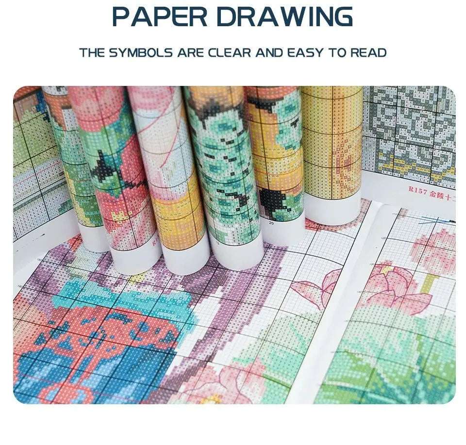 Dahlia Cross Stitch Kit-Stamped Cross Stitch Counted Cross Stitch Kit DIY Flower Stamped cross stitch kit Cross Stitch Cross Stitch Joy Sunday