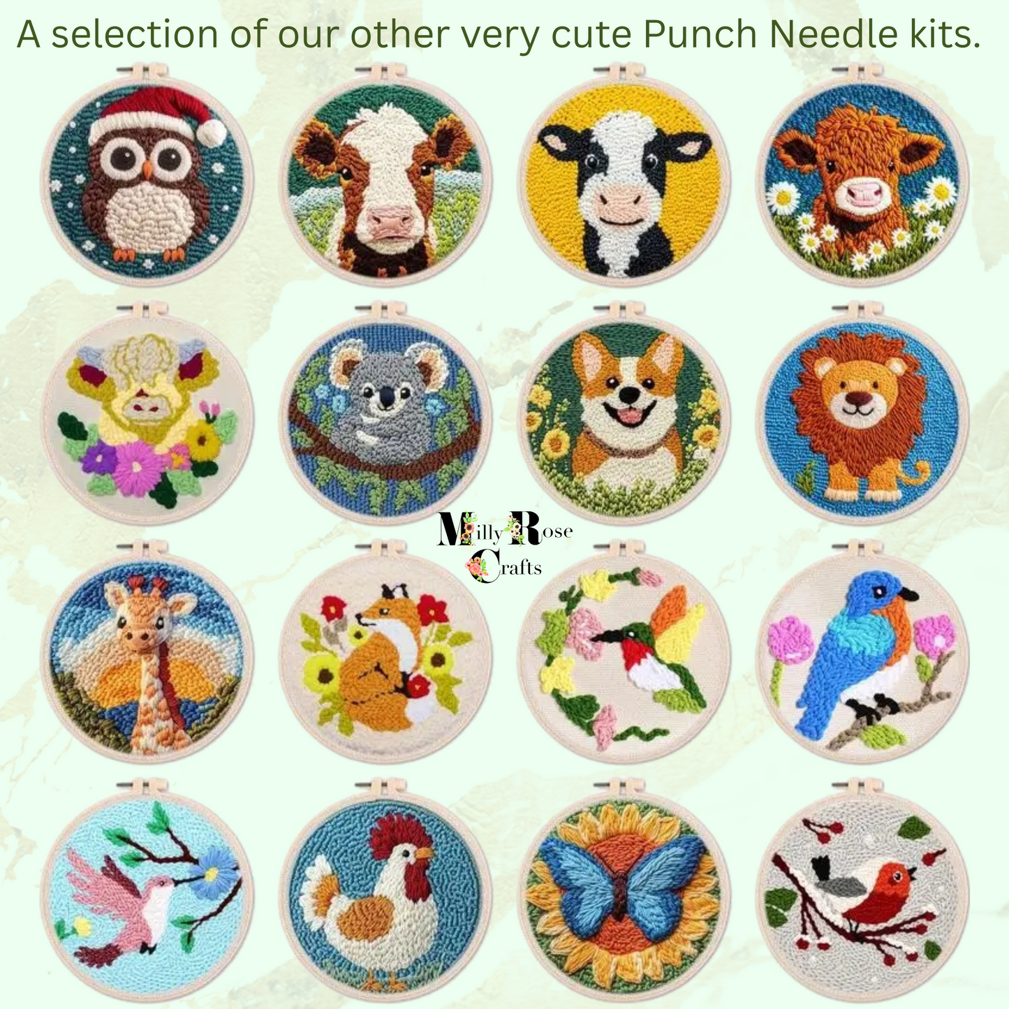 Koala Bear Punch Needle Kit Cute Bear Embroidery Punch Easy Beginner Tufting Embroidery Kit 20cm Hoop Pre Printed Monks Cloth Craft Kit Gift Punch Needle kit New Arrivals in the MillyRose Crafts Family