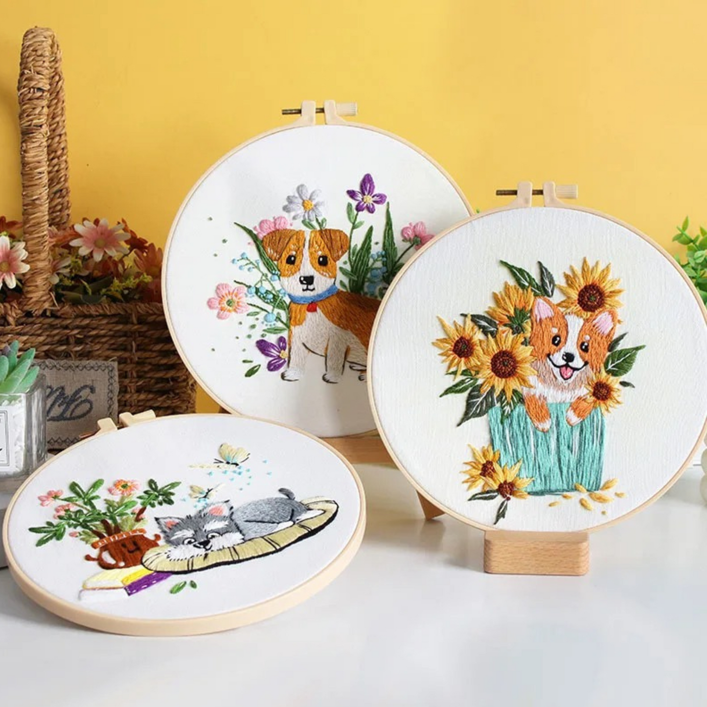 Cute Dogs Embroidery Kits DIY Beginner Adults Embroidery Thread Painting Kit Stamped Cross Stitch Craft Gift Idea Embroidery kit Embroidery Kits