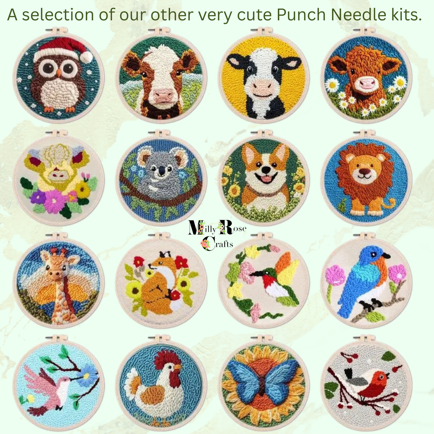 Festive Owl Punch Needle Kit Winter Robin Embroidery Easy Beginner Tufting Embroidery Kit 20cm Hoop Pre Printed Monks Cloth Craft Kit Gift Punch Needle kit New Arrivals in the MillyRose Crafts Family