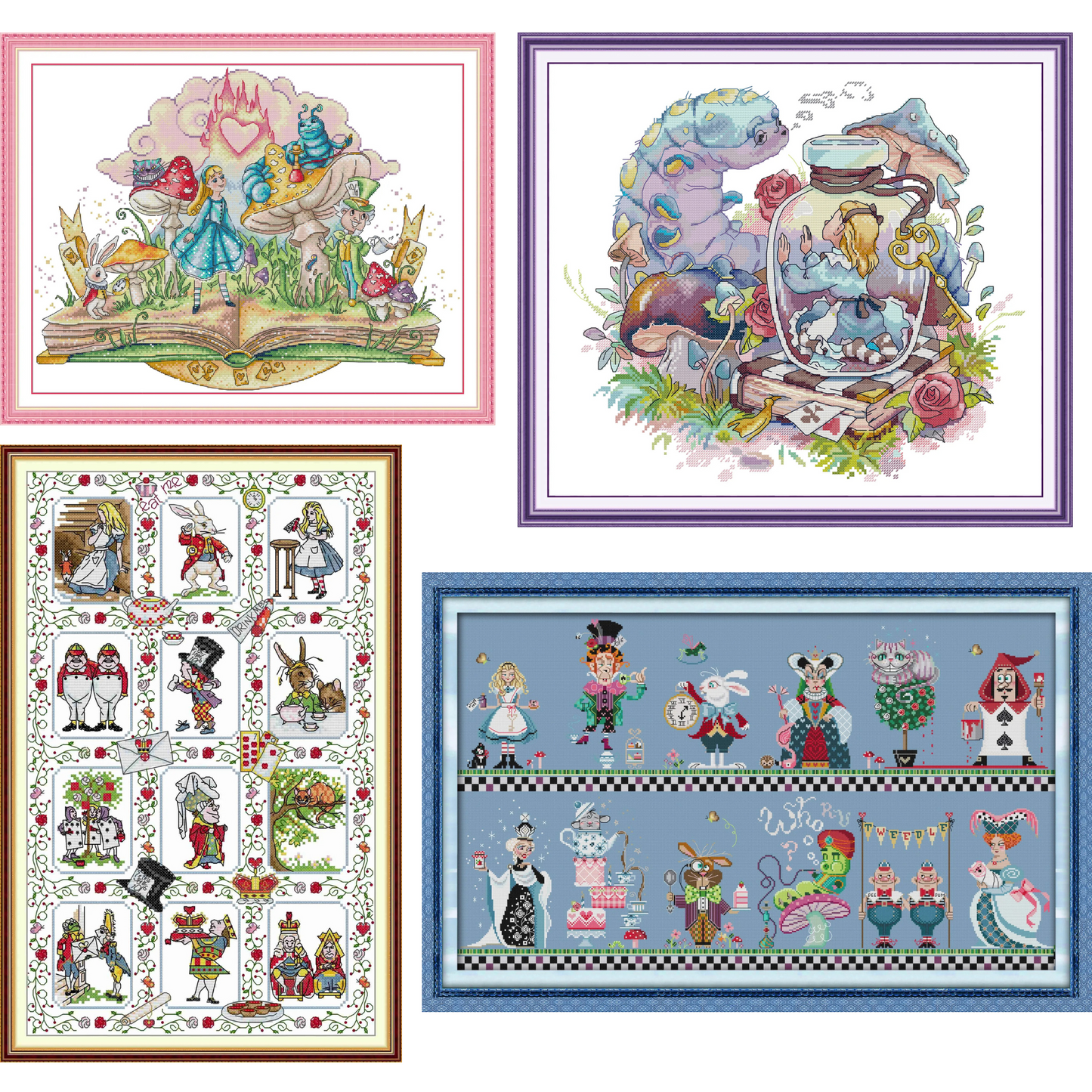Alices Gallery Cross Stitch Kit DIY Beginner Alice in Wonderland Stamped & Counted 11/14ct Cross Stitch Kit Cross Stitch Cross Stitch Joy Sunday