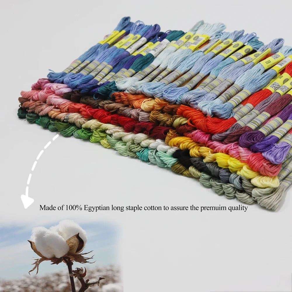 Egyptian Cotton Thread 36-50-100-150-200 Skeins 8m 6 Strands DMC Color Range Double Mercerized Egyptian Long Fibre Cotton Embroidery Floss Cross Stitch Thread Embroidery kit Embroidery Threads: DMC Compatible CXC Cotton & Polyester Embroidery Floss, 100% Egyptian Cotton, Variegated, Perle Cotton, Metallic & Pearlescent