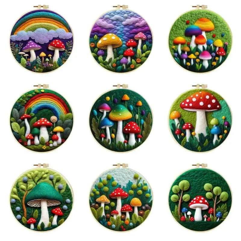 2D Magic Mushroom Needle Felting Kits DIY Red Mushroom needle felting kit, Beginner Magic Mushroom Wool Painting Kit, Great Gift Idea 2D Needle Felting Kit 2D Needle Felting, the wonderful art of wool painting