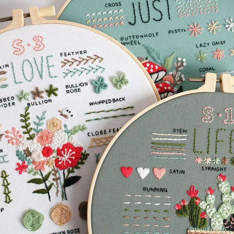 Learn Different Stitches Embroidery kit for Beginners Adults DIY 3 Set Kits Includes Stamped Flower Pattern Embroidery kit Embroidery Kits