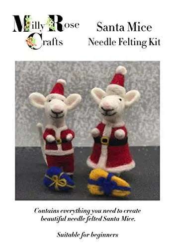 Santa Mice Needle Felting Kit, Perfect craft gift idea, Great xmas needle felting kit Needle felting kits Seasonal Crafts