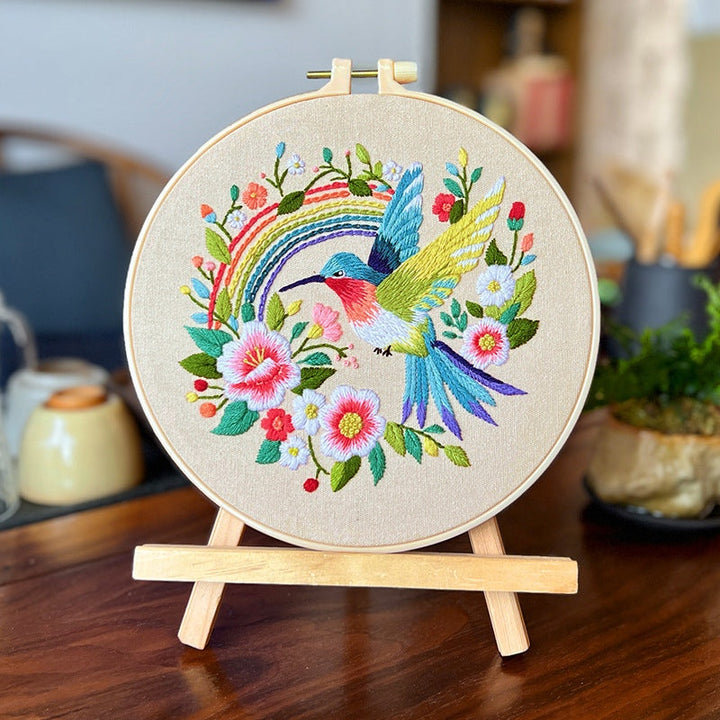 exotic bird-flowers embroidery kit