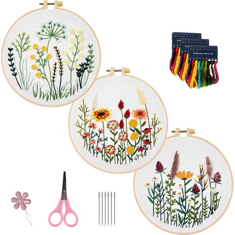 Beginners Summer Meadow Flower Embroidery Kits