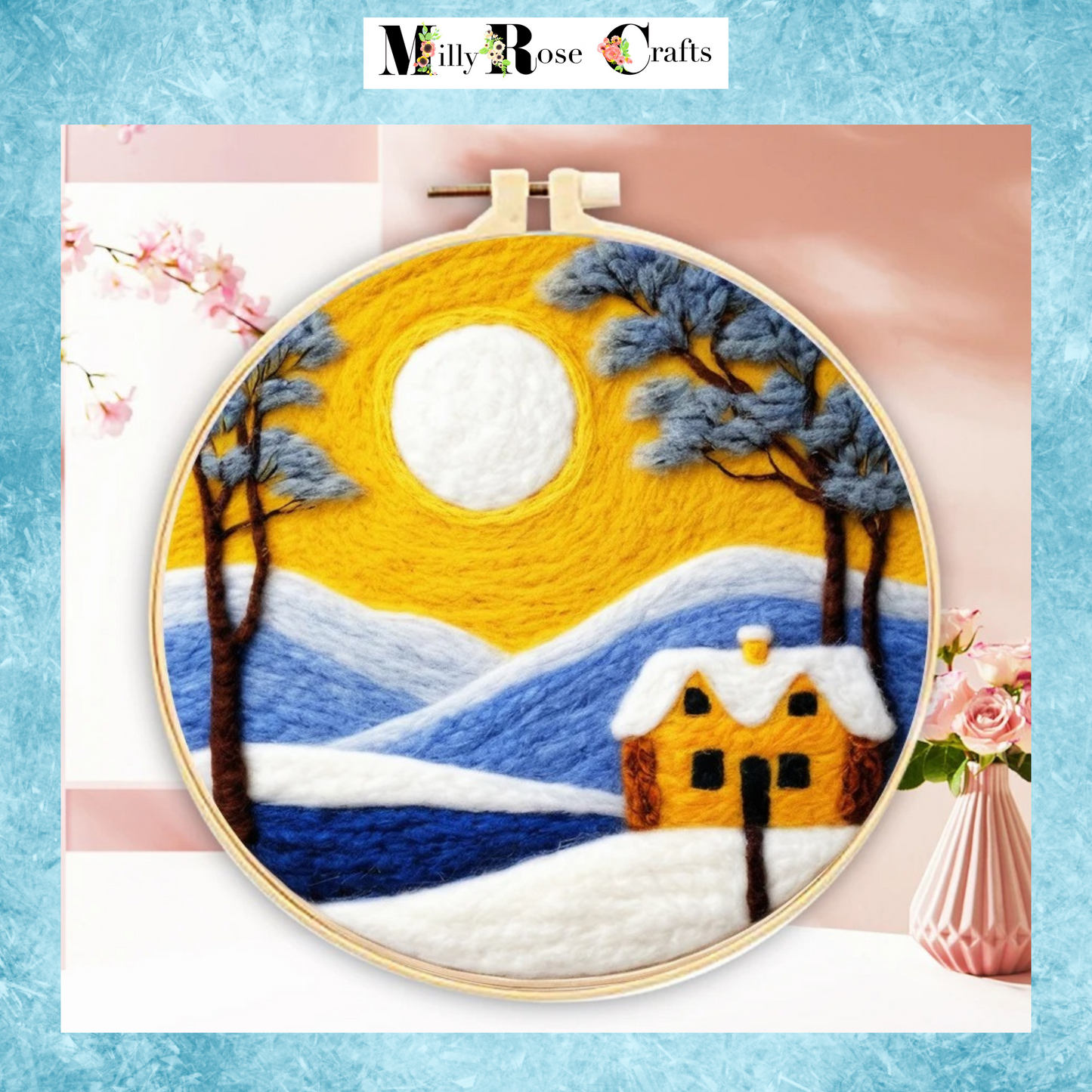 2D Winter Needle Felting Kits Starry Night Needle Painting Kit Snow Scene Needle Felting Kit Winter Craft Decor Perfect Christmas Gift Idea