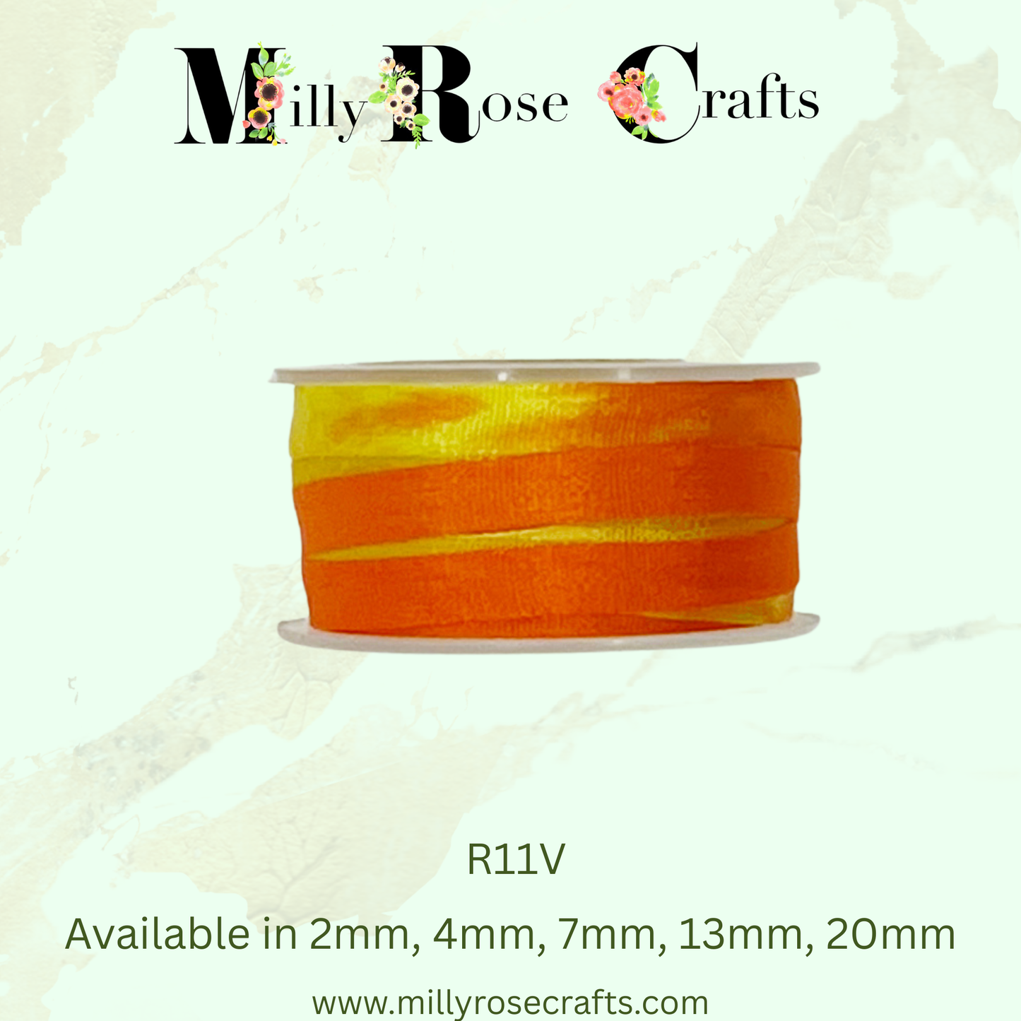 Hand-Dyed Style 100% Mulberry Silk Ribbon Variegated Artisan Collection 2mm,4mm,7mm,13mm,20mm width