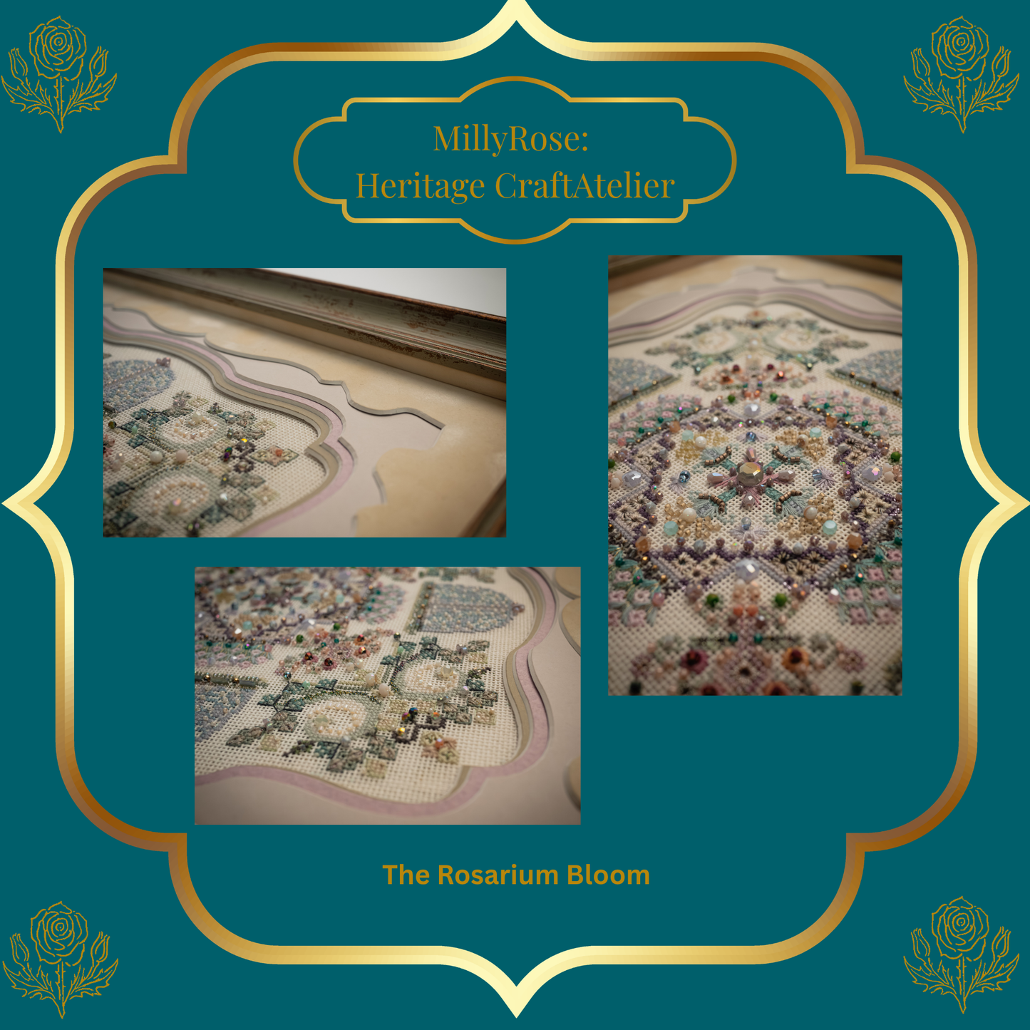Rosarium Bloom Luxury Needlecraft Kit  Silk & Bead Embroidery IMake Mixed Medium Needlecraft