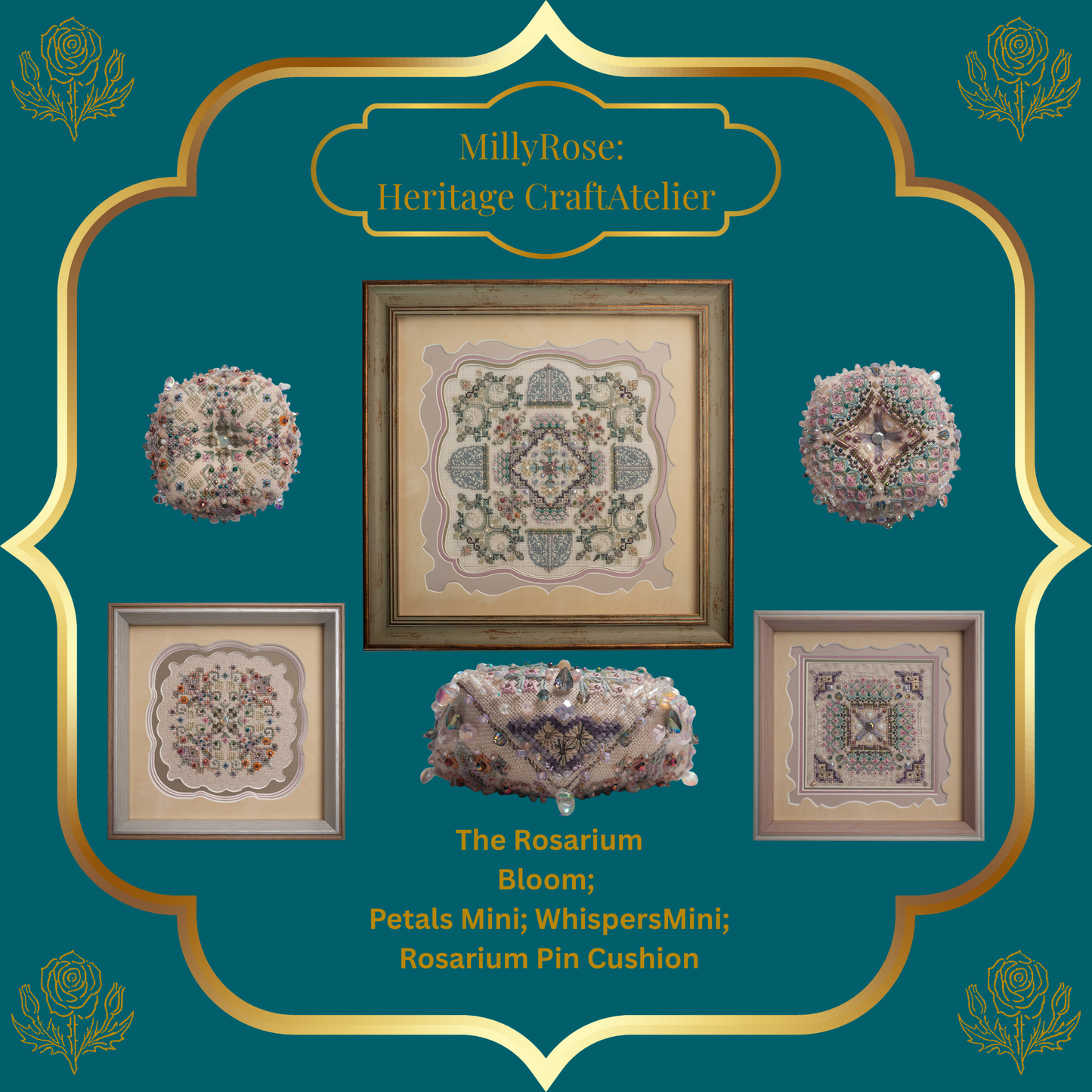 Rosarium Bloom Luxury Needlecraft Kit  Silk & Bead Embroidery IMake Mixed Medium Needlecraft