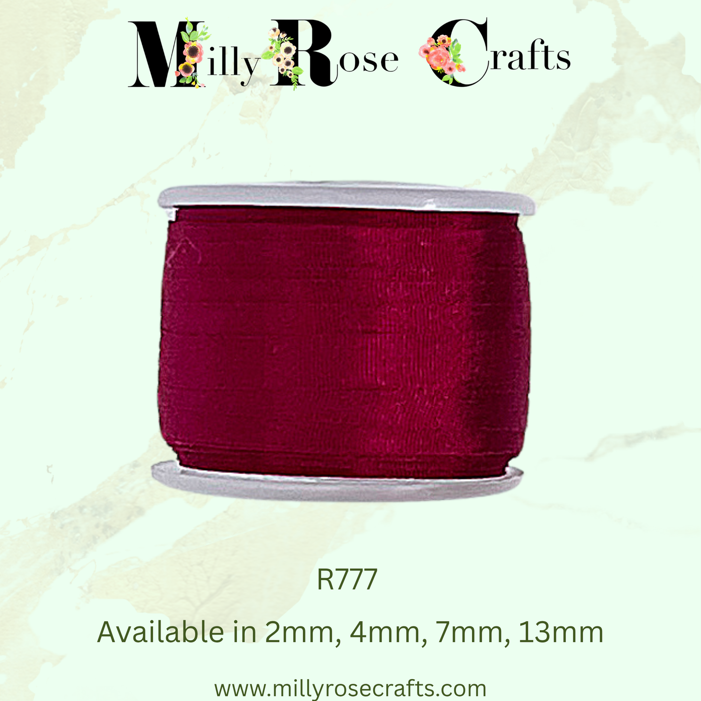 Premium 100% Mulberry Silk Ribbon  Artisan Single Color Collection 2mm,4mm,7mm,13mm,20mm widths