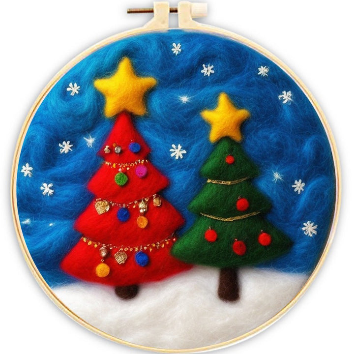 2D Christmas Needle Felting Kits Xmas Needle Painting Kits Perfect Christmas Gift Idea