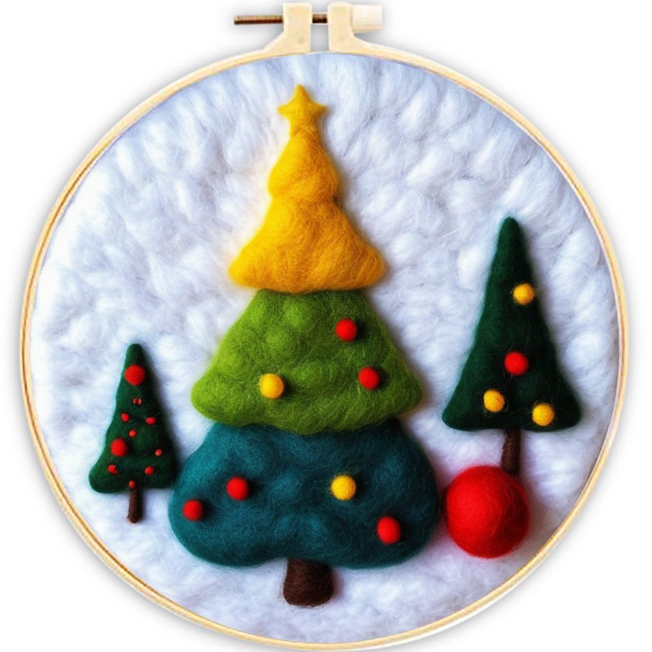 2D Christmas Needle Felting Kit-Beginner Friendly Needle Painting Kits2D Christmas Needle Felting Kits Xmas Needle Painting Kits Perfect Christmas Gift Idea