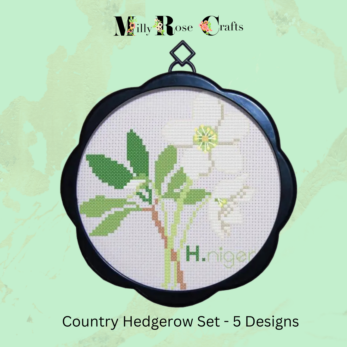 Beginner Cross Stitch Kit Country Hedgerow Blackberry Stamped & Counted Clover Cross Stitch Kit 11ct 17x17cm Black Frame Craft Gift Idea