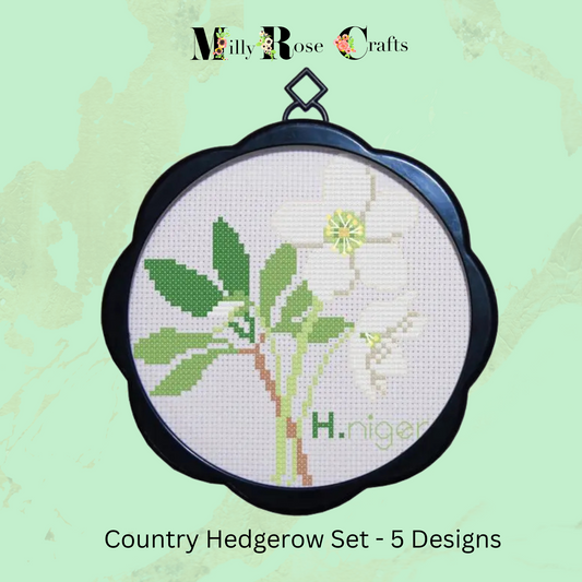 Beginner Cross Stitch Kit Country Hedgerow Blackberry Stamped & Counted Clover Cross Stitch Kit 11ct 17x17cm Black Frame Craft Gift Idea