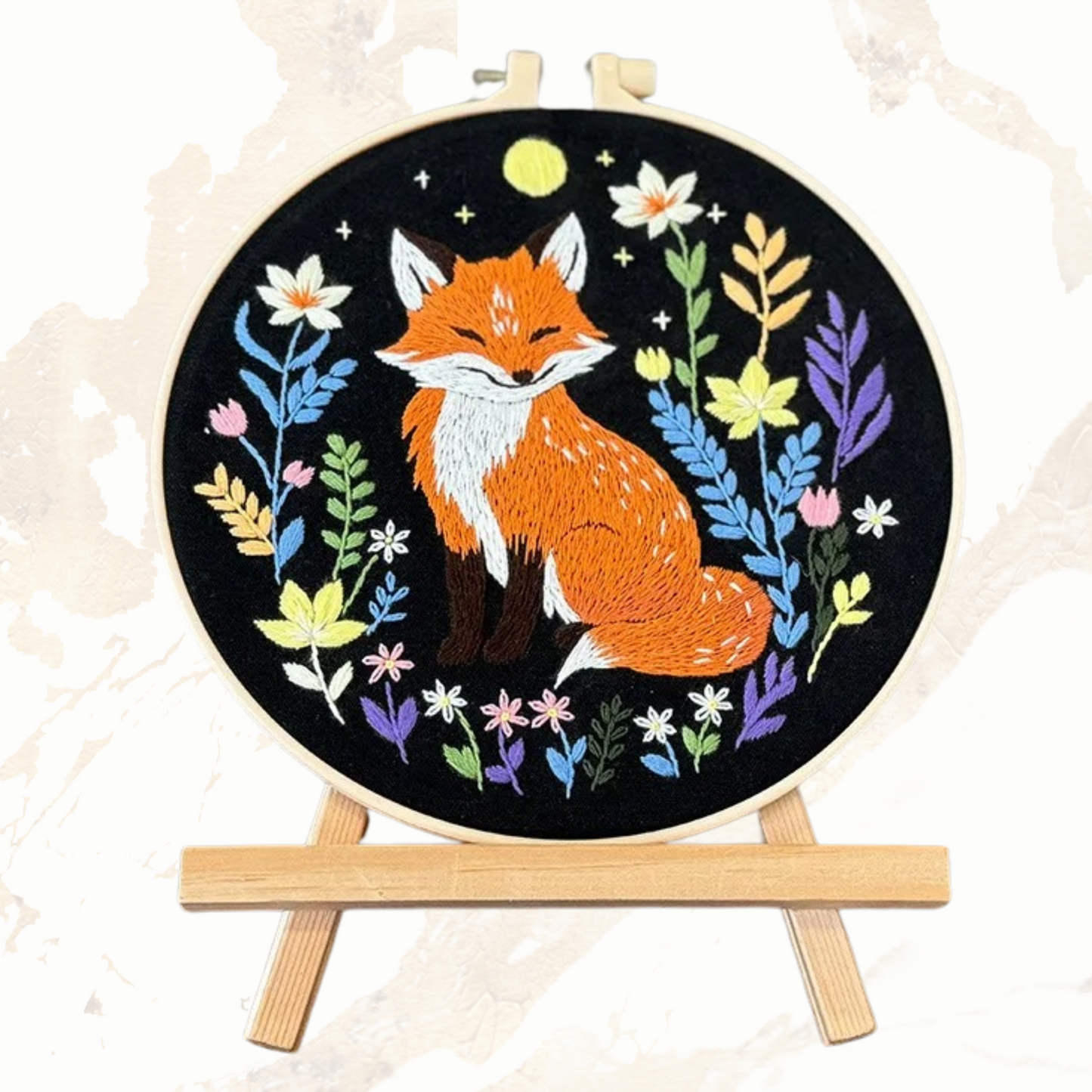 Fox Embroidery Kits DIY Beginner Adults Cute Fox Thread Painting Embroidery Kit Stamped Cross Stitch Craft Gift Idea