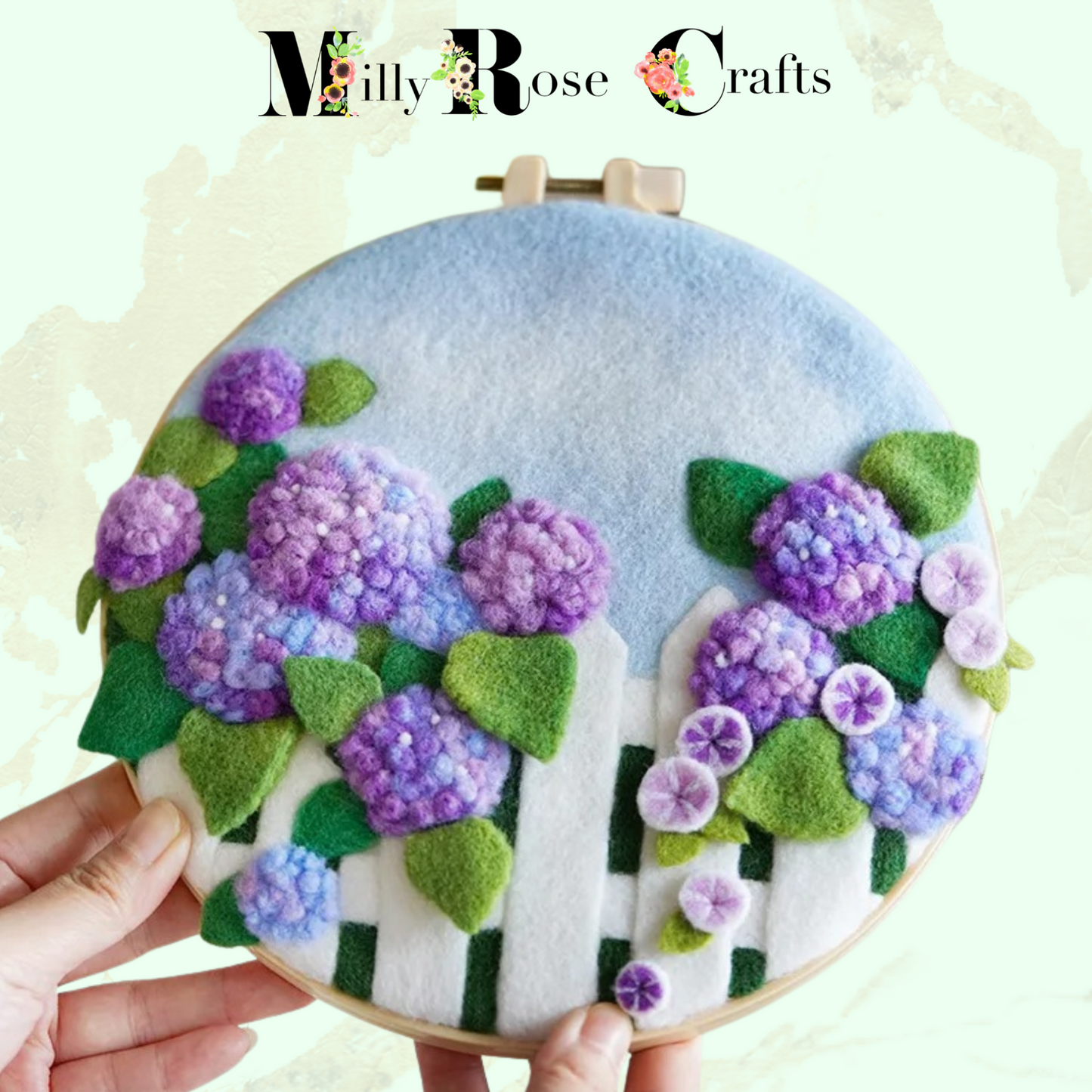 2D Needle Felting Kit Hydrangea Wool Painting Kit for beginners Tulips Needle Felting Picture 2D Poppies Craft Gift