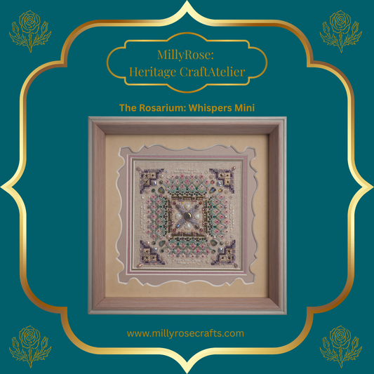 "Rosarium Whispers Mini" Luxury Cross Stitch & Beading Kit Garden Series 2 Series by IMake – 28ct Imported Zweigart Linen & Hand-Dyed Silk