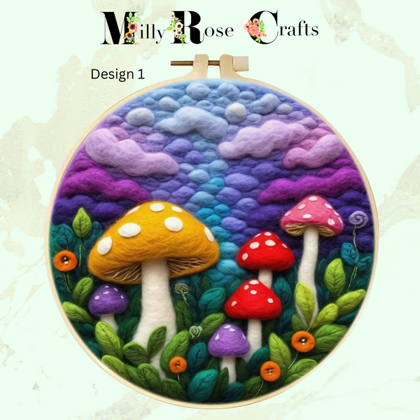 Mushroom Felting Kit 2d Wool Painting Merino Wool Felt Kit Beginner Easy Felting Kit Adult, Christmas Craft Gift Idea Set 2