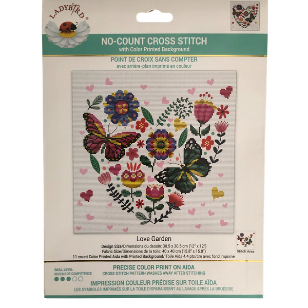 NeedleArt Love Garden Stamped Cross Stitch Kit 