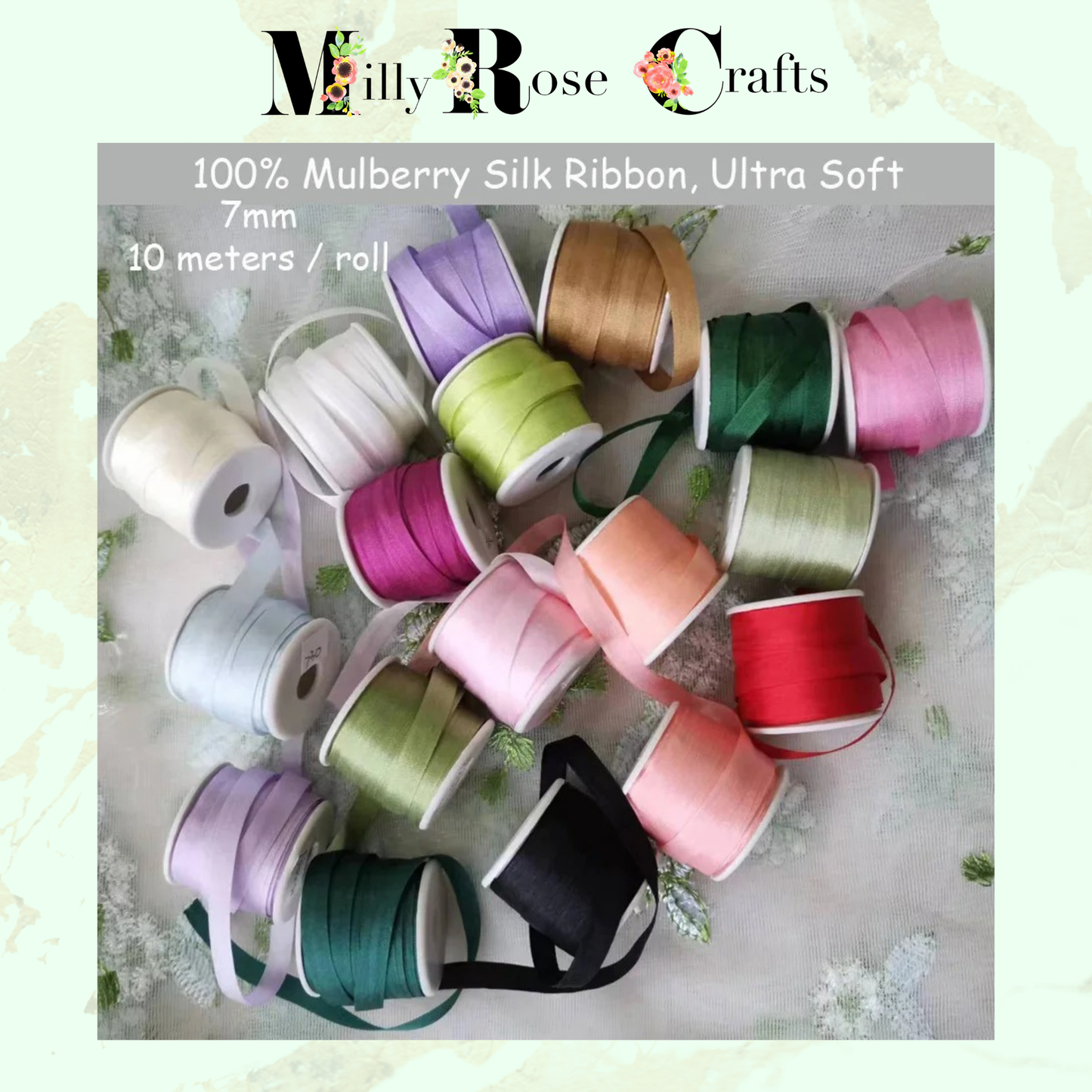 Hand-Dyed Style 100% Mulberry Silk Ribbon Variegated Artisan Collection 2mm,4mm,7mm,13mm,20mm width