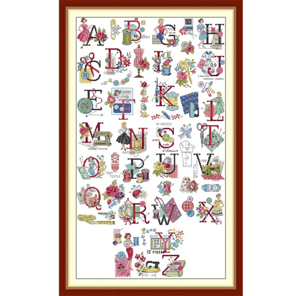 Alphabet Cross Stitch Kit 14ct Stamped Cross Stitch Alphabet Sewing Sampler  Joy Sunday 11ct Counted Cross Stitch Craft Gift Embroidery Kit