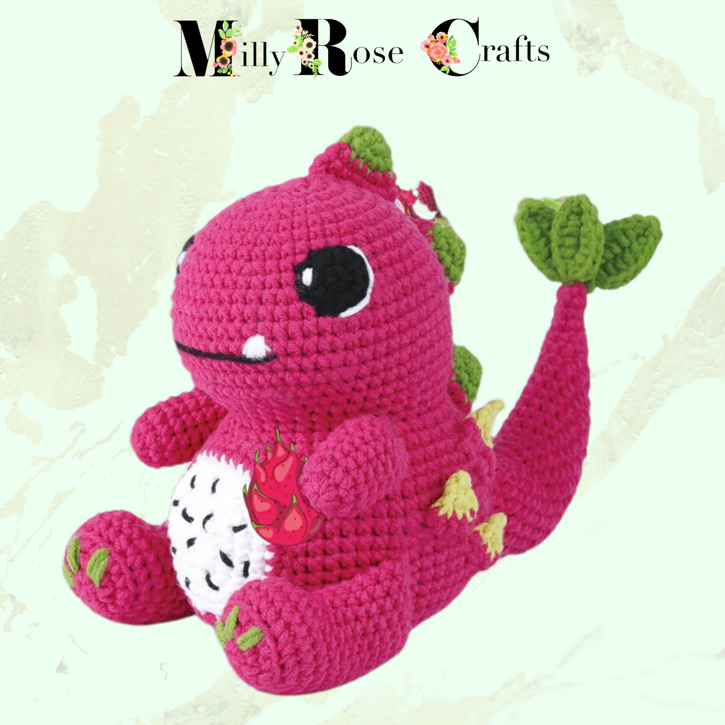 Pink Dinosaur Crochet Kit, Amigurumi Dragon Crochet Kit Beginner Knitting Kit Craft Gift Idea