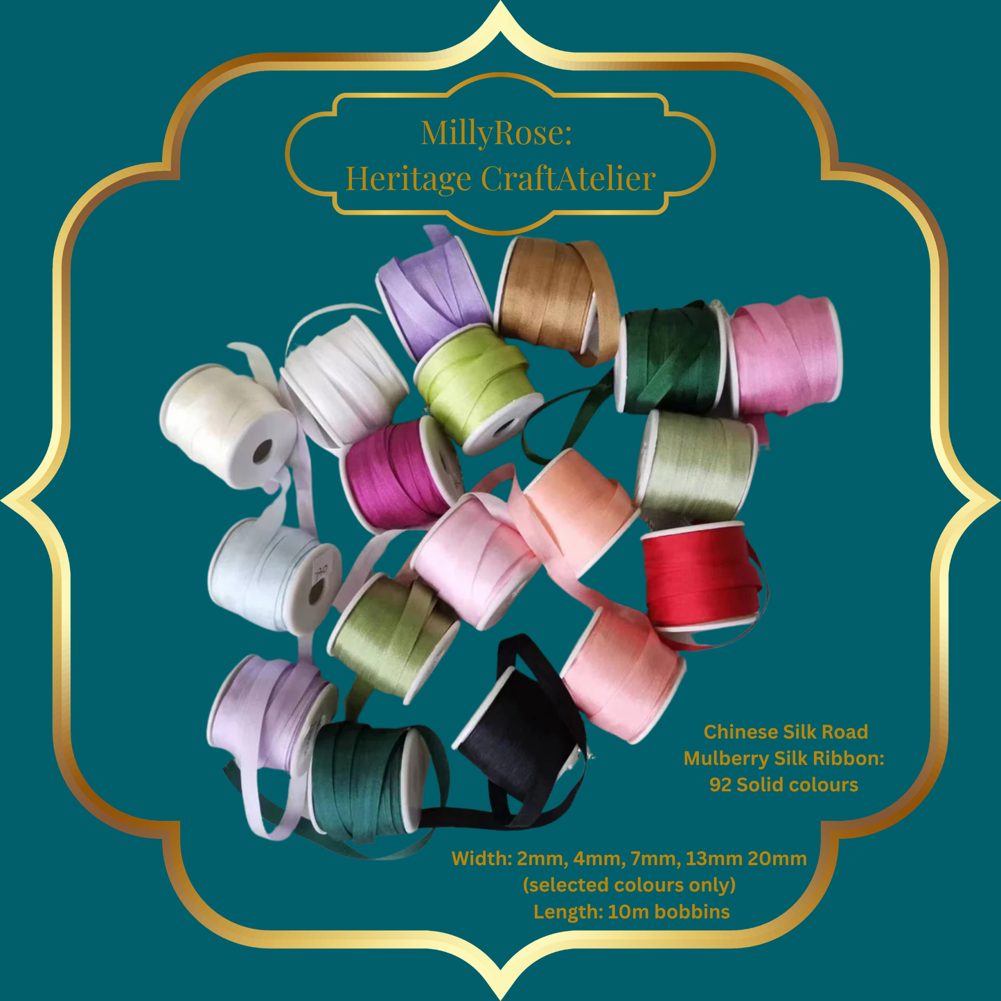 Hand-Dyed Style 100% Mulberry Silk Ribbon Variegated Artisan Collection 2mm,4mm,7mm,13mm,20mm width