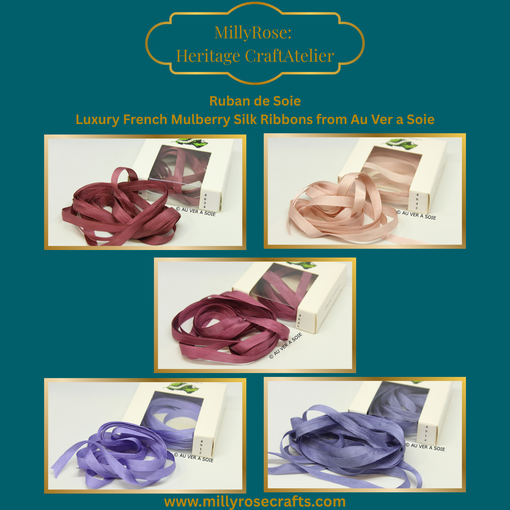 Au Ver à Soie 4mm 7mm mulberry silk 4634, 4642, 4645, 4912, 4914  official swatch