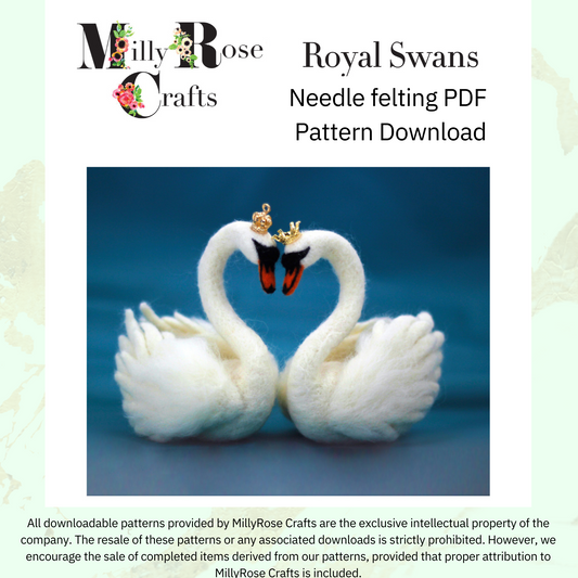 Swans Needle Felting Pattern pdf Download Regal Swan Bird Felting Pattern Beginner's Needle Felting Guide Download MillyRose Crafts Patterns