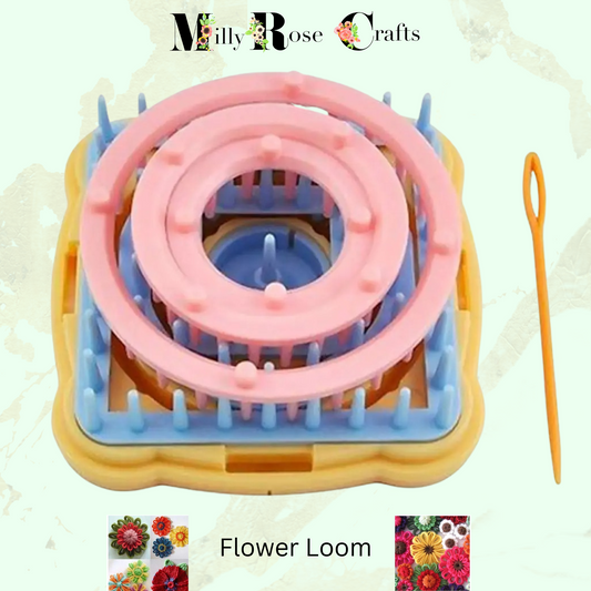 Flower Knitting Loom Kit, DIY Wool Hand Knitting Loom Flower Maker, Sock Loom Weaver Set with Needle Plastic Craft Loom Craft Gift idea