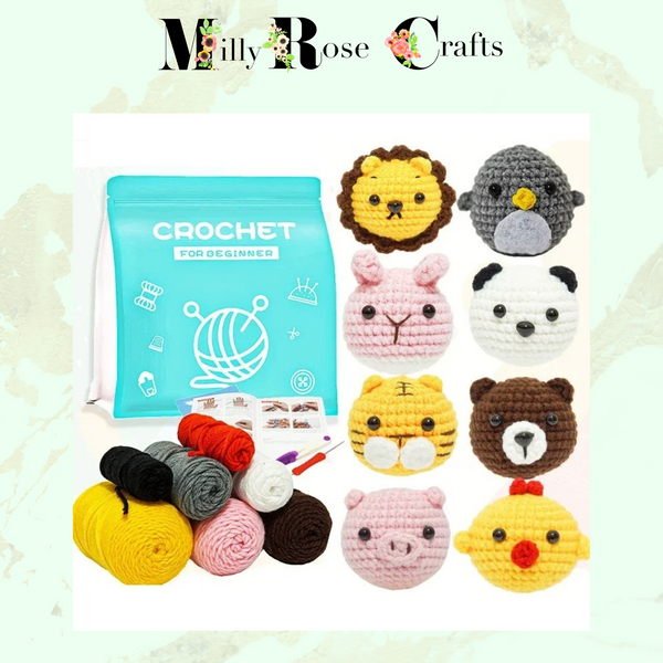 Beginner Crochet Kit  Animal Keyring Crochet Set Complete Crochet Kit Soft Toy Knitting Kit Soft Toy Pattern Craft Gift Idea