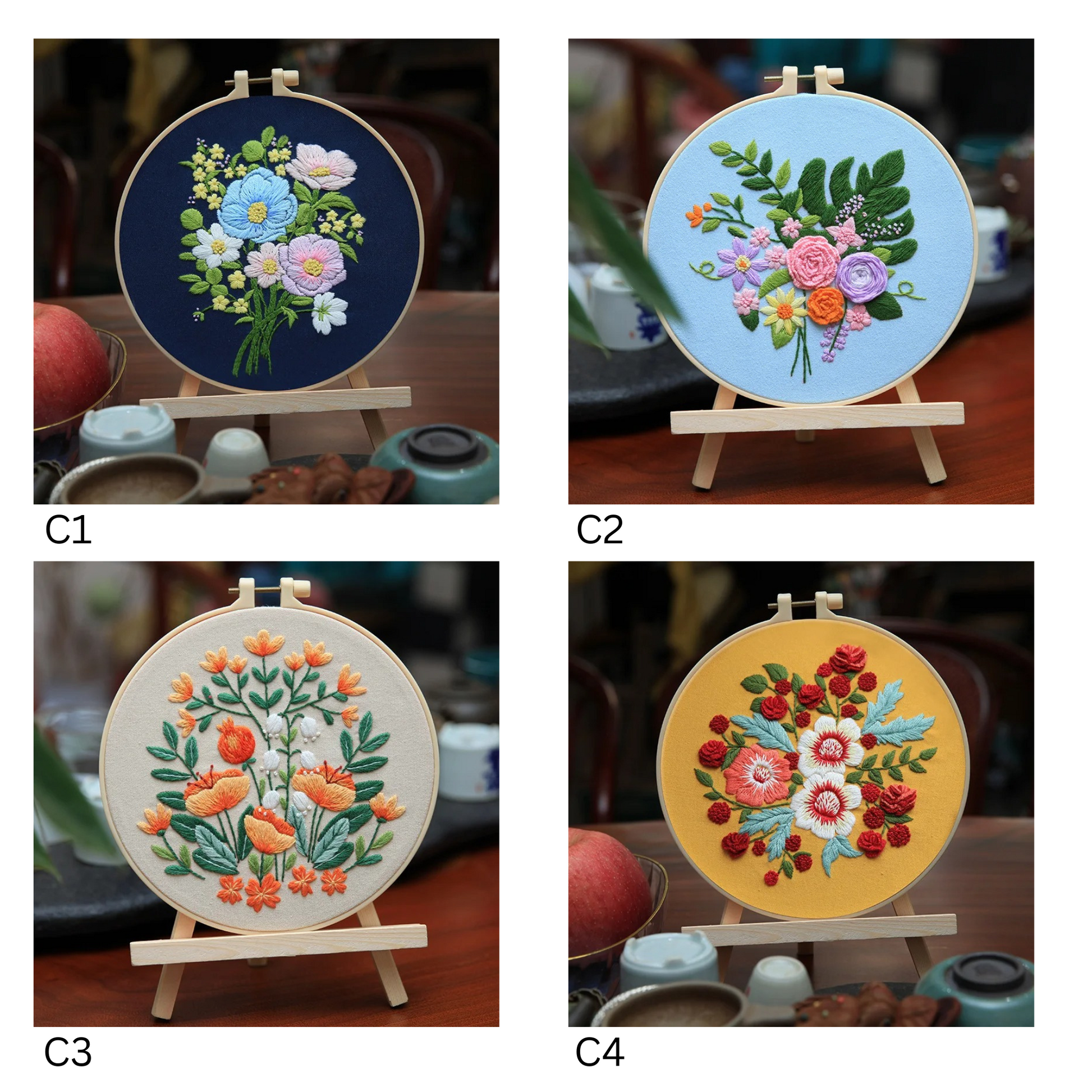 Vibrant Flower Embroidery Kits