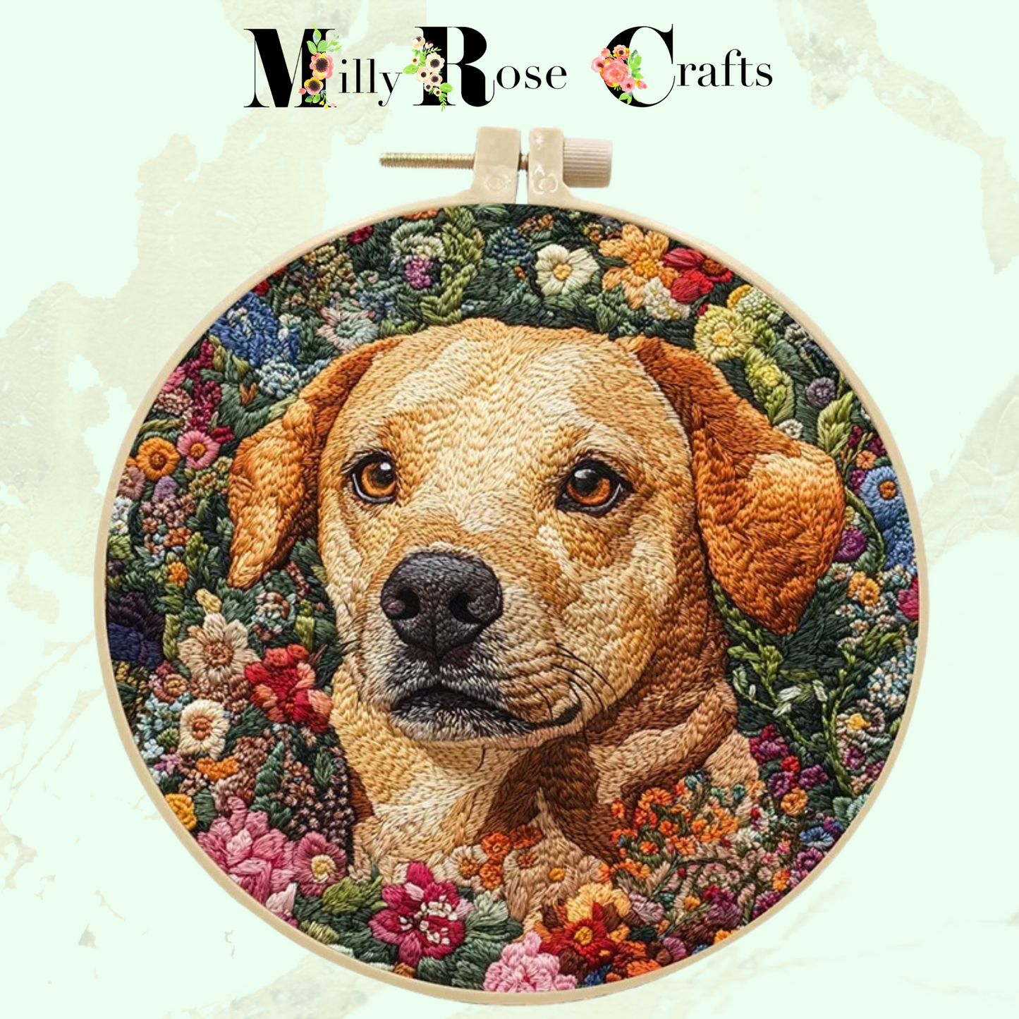 Retriever Dog Embroidery Kit Expert Embroidery Adults Terrier Embroidery Cross Stitch English Instruction Thread Painting Needles 15cm Hoop