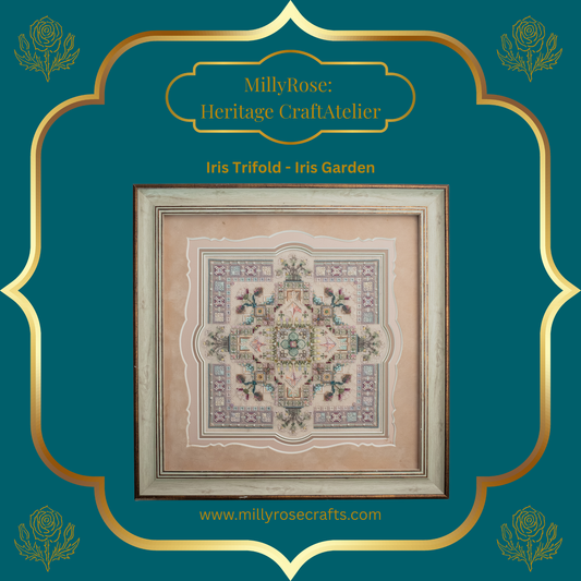 IMAKE Iris Trifold Iris Garden Luxury Cross Stitch  Mixed Media Needlework Kit Bead Embroidery