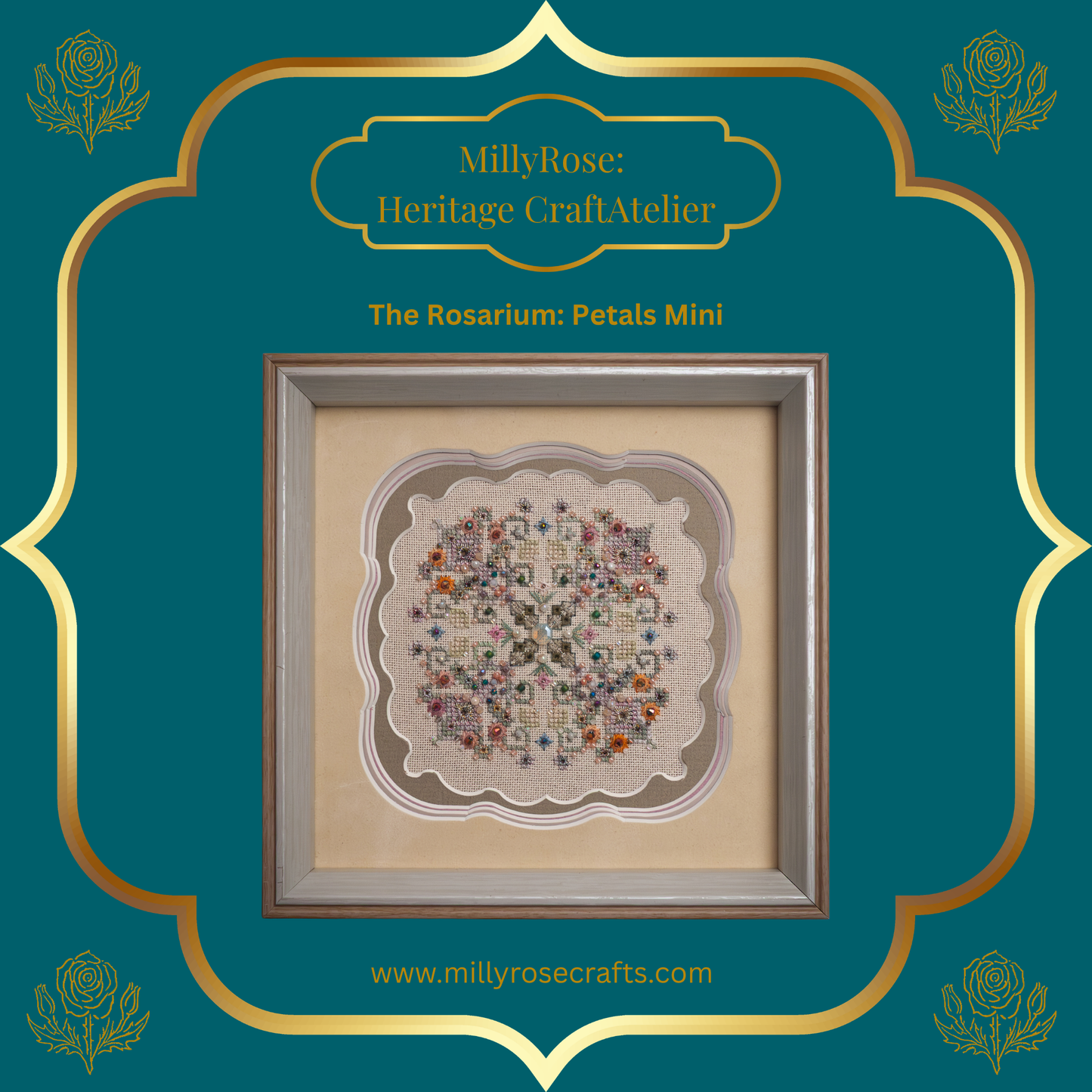 "Rosarium Petals Mini" Luxury Cross Stitch & Beading Kit Garden Series 2 Series by IMake – 28ct Imported Zweigart Linen & Hand-Dyed Silk