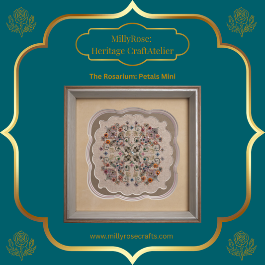 "Rosarium Petals Mini" Luxury Cross Stitch & Beading Kit Garden Series 2 Series by IMake – 28ct Imported Zweigart Linen & Hand-Dyed Silk