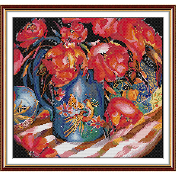 Oriental Tulip Cross Stitch Kit 14ct Stamped Cross Stitch  11ct Tulip Counted Cross Stitch Craft Gift Flower Embroidery Kit