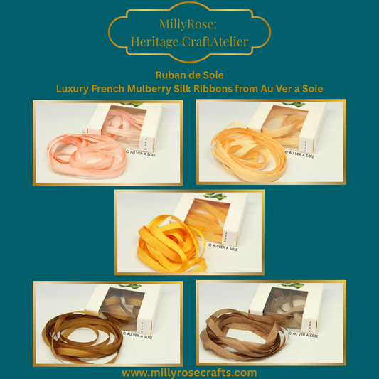 Au Ver à Soie 4mm 7mm mulberry silk ribbon color 2174, 2232, 2234, 2236, 2578  official swatch