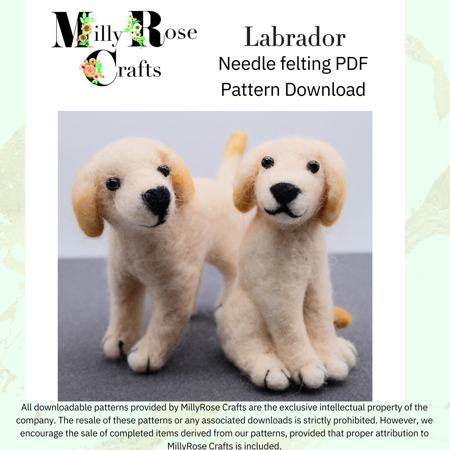 Labrador Needle Felting Pattern .pdf Download Puppy Dogs Felting Pattern Beginner's Needle Felting Guide Download MillyRose Crafts.pdf felting