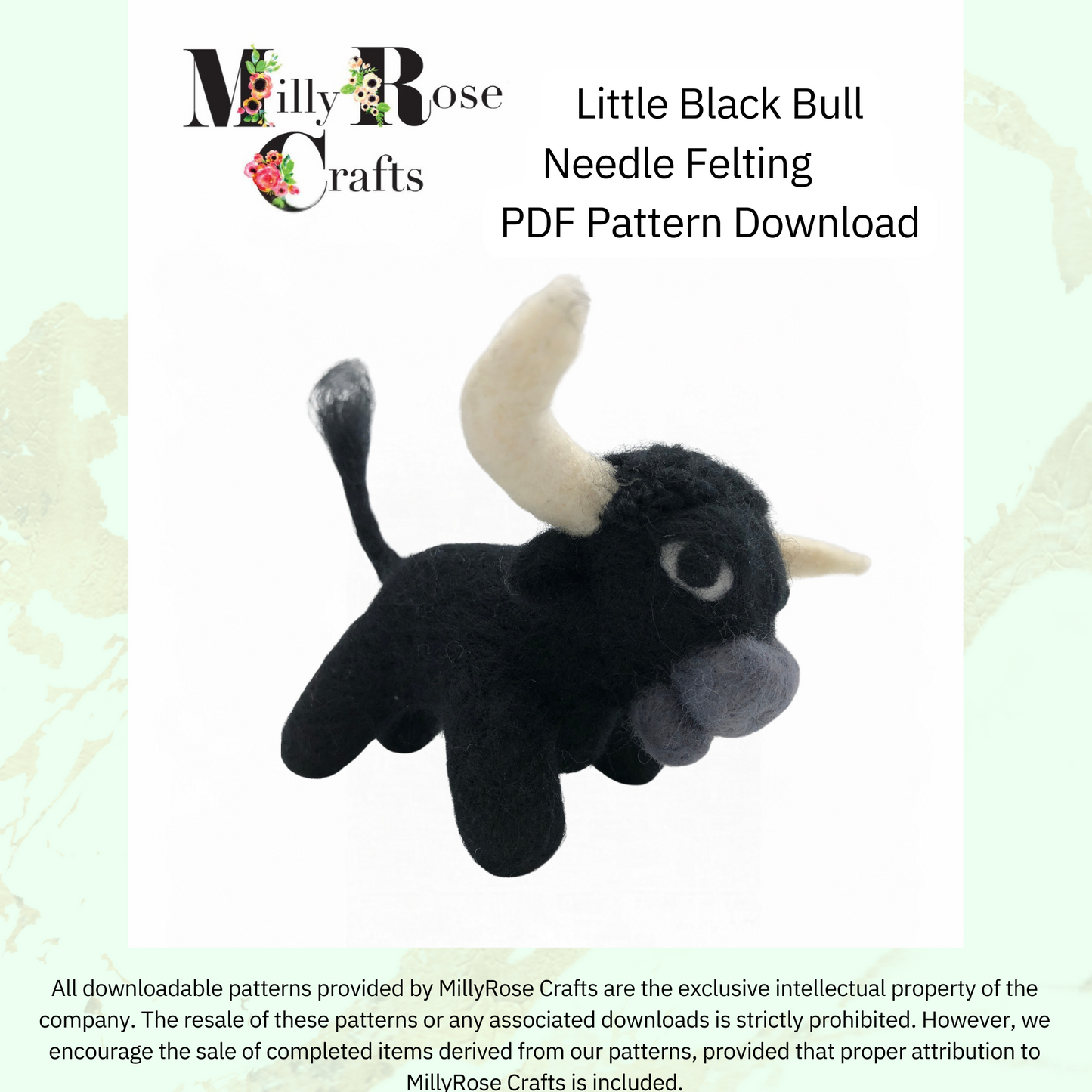 Little Black Bull Needle Felting Download Pattern .pdf El Toro Bull Felting Pattern Beginner's Needle Felting Guide pdf Download DIY Felting