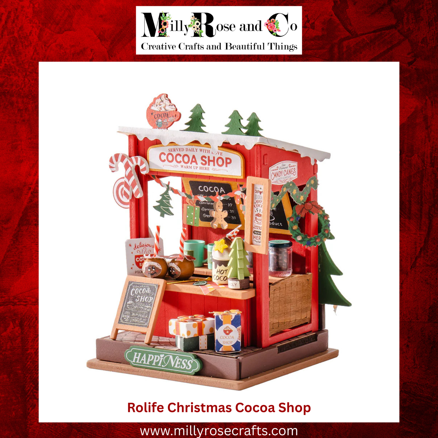 Rolife Christmas Cocoa Shop 3d Mini House Robotime Building Craft Kits DIY Miniature House Kit Decoration for Adults Gift For Christmas