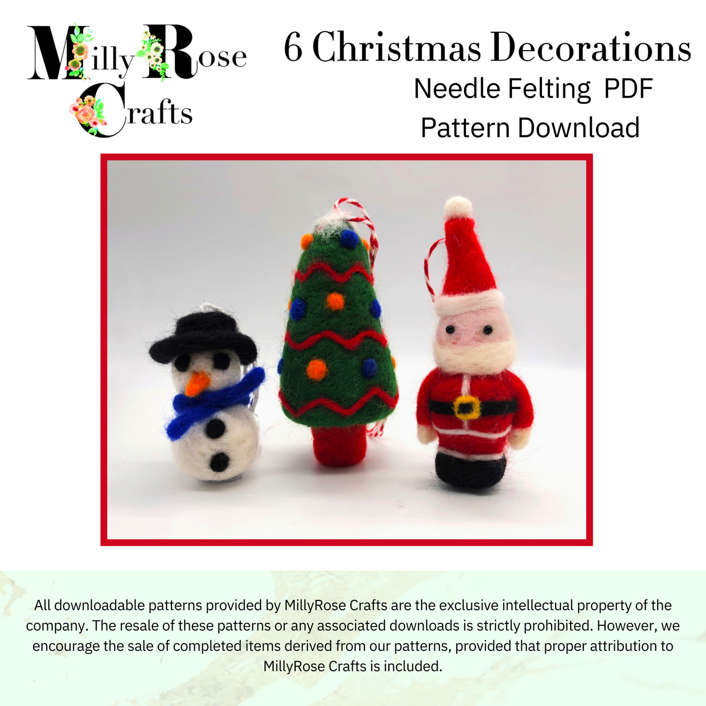 Christmas Baubles Needle Felting Pattern pdf Santa Snowman Tree Felting Download Pattern Beginner's Needle Felting Guide pdf DIY Felting