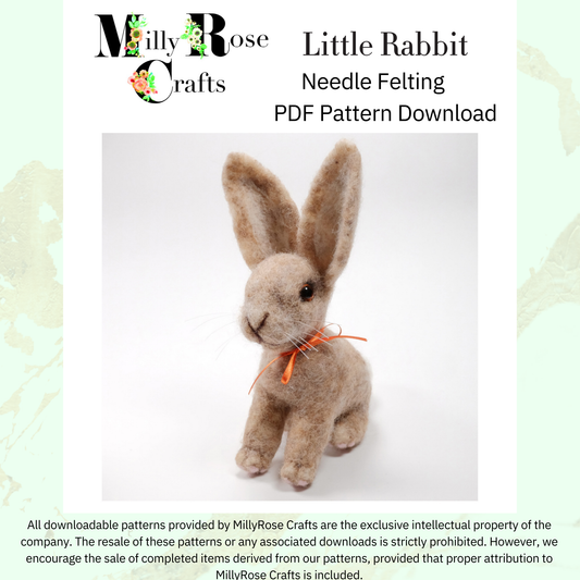 Rabbit Needle Felting Download Pattern .pdf Floppy Eared Rabbit Felting Pattern Beginner's Needle Felting Guide pdf Download DIY Felting